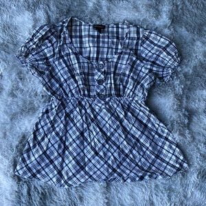 Lane Bryant White and black plaid baby doll style shirt, 18/20